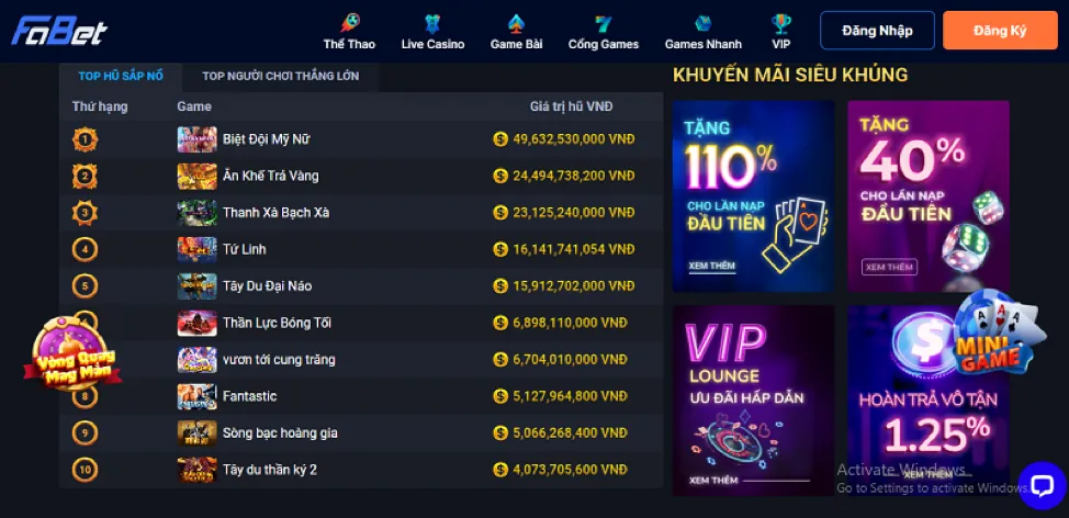 Ưu đãi chào mừng f9bet